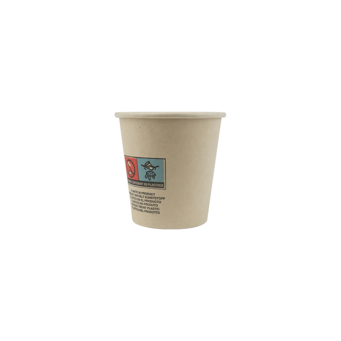 Vaso de cartón de fibra de bambú blanco con laminación PE 72ml A57mm - 50Uds