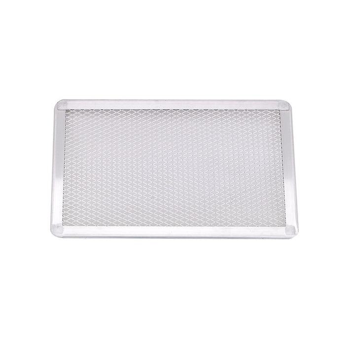 Griglia rettangolare in alluminio per pizza con base forata 300x200mm H10mm