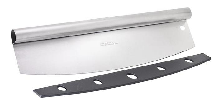 Coltello da pizza in acciaio inossidabile con custodia protettiva 355x100mm H25mm