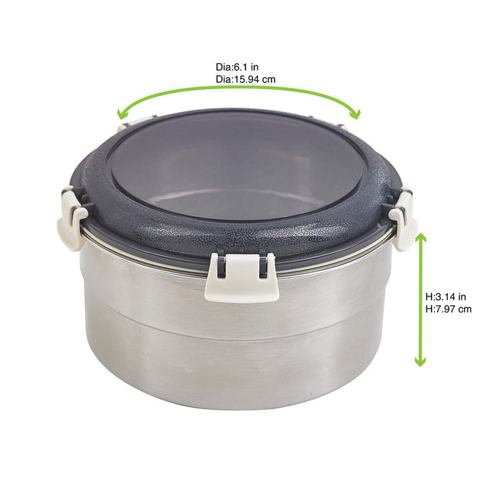 Lunch-box NoxBox tondo in acciaio inox con coperchio in PP nero (FE40 + PP5)  H80mm 900ml