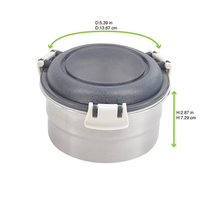 Lunch-box NoxBox tondo in acciaio inox con coperchio in PP nero (FE40 + PP5)  H73mm 600ml