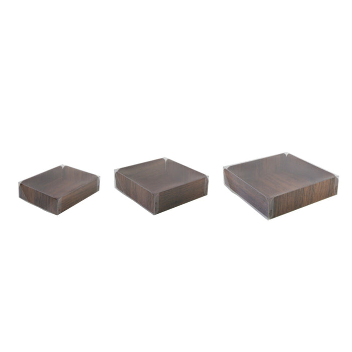 Rettangolo in cartone, decorazione in legno su 2 lati + coperchio pet 152,4x203,2mm H50,8mm