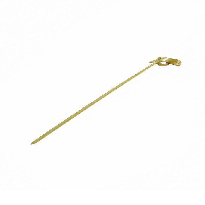 Pincho de bambú Noshi con extremo en punta y decoración en bucle 105mm - 100Uds