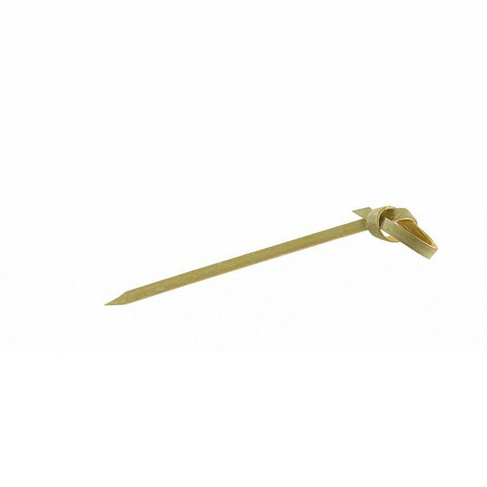 Pincho de bambú Noshi con extremo en punta y decoración en bucle 70mm - 100Uds