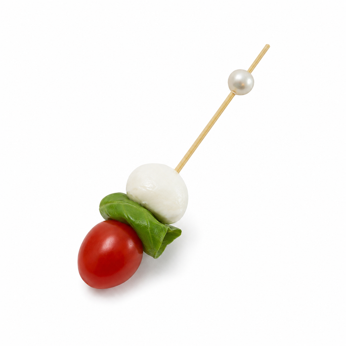 Stecchino Bijou in bambù con perla bianca (FOR50) - H 9 cm - 100 pezzi