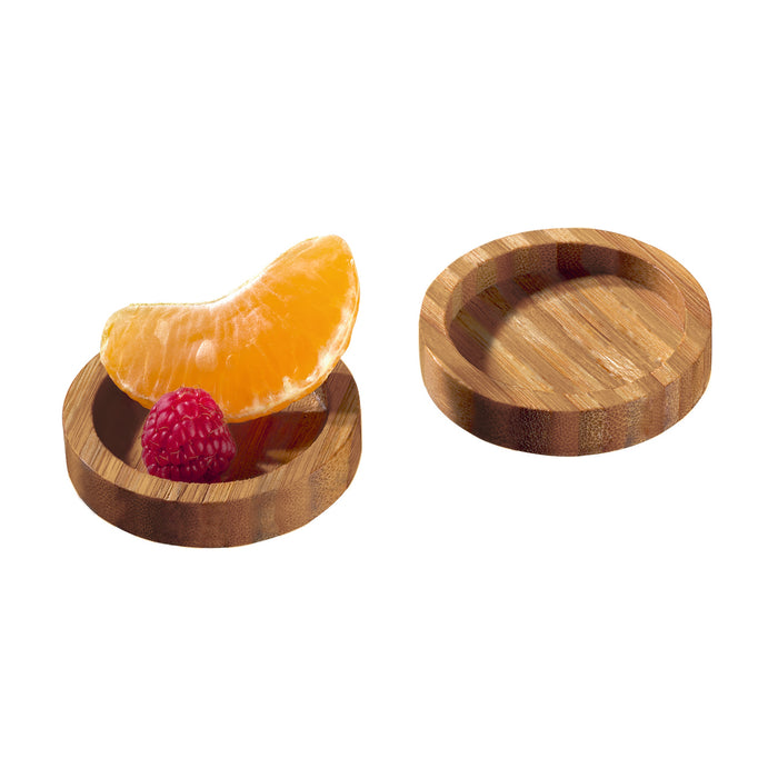 Piatto in bambù bicolore "Cheng" - Ø 5 cm - H 1,1 cm - 24 pezzi