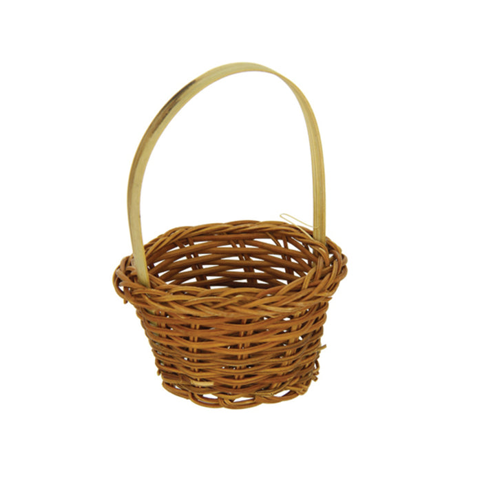 Mini cestino in vimini con manico "Chiang" - Ø 6 cm - H 10 cm - 10 pezzi