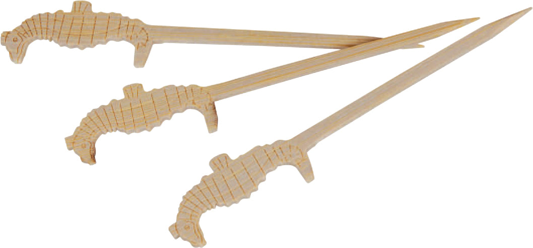 Stecchino Tokai in bambù con cavalluccio marino (FOR50) - H 9 cm - 100 pezzi