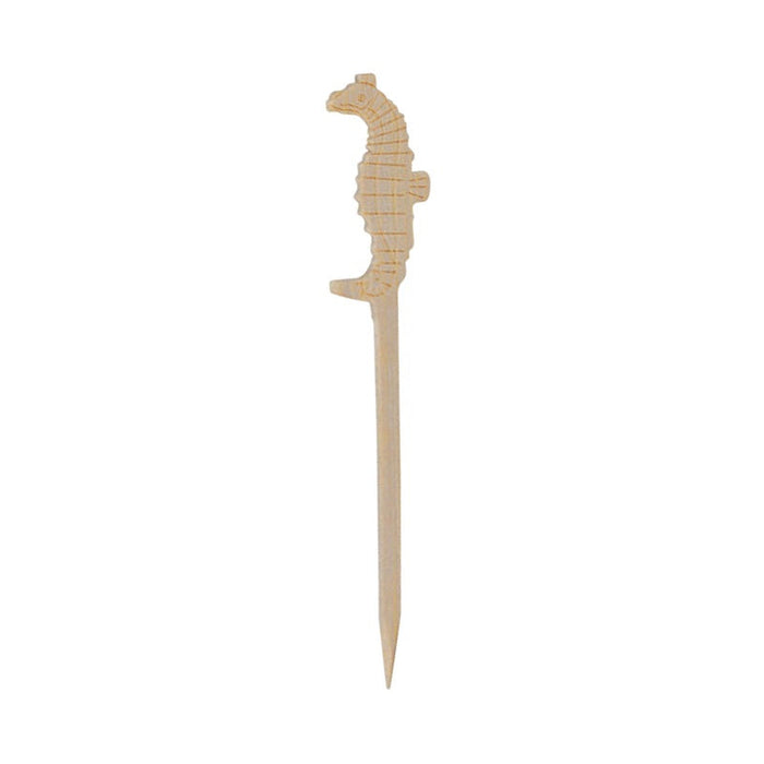 Pincho de bambú Tokai con extremo decorado con caballitos de mar 90mm - 100Uds
