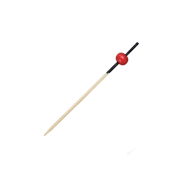 Stecchino Kita in bambù con decorazione nera e pallina rossa (FOR50) - H 7 cm - 100 pezzi