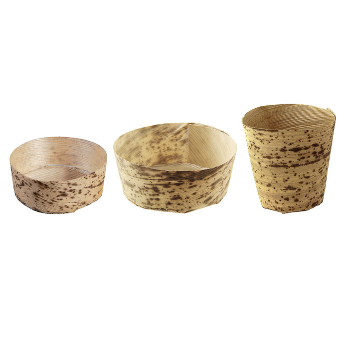 Cestino tondo in foglia di bambù "Anno" - 80 ml - Ø 7 cm - H 2,8 cm - 50 pezzi