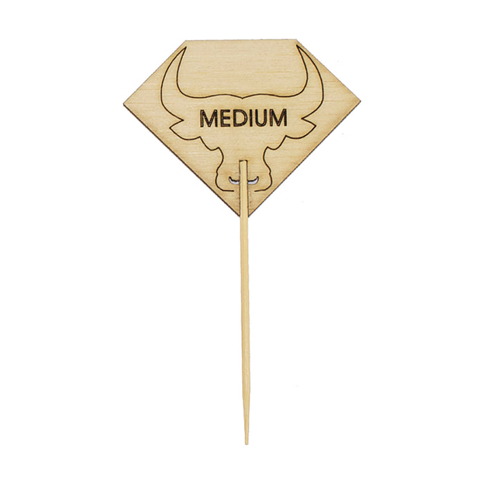Stecchino per carne Rumpy in bambù, etichetta Medium (media) (FOR50) - H 9,5 cm - 100 pezzi