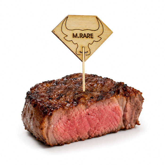 Stecchino per carne Rumpy in bambù, etichetta Medium (media) (FOR50) - H 9,5 cm - 100 pezzi