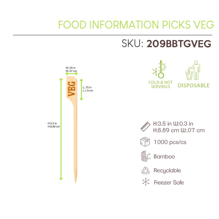 Stecchino Teppo Gushi in bambù segnale Veg (FOR50) - H 9 cm - 100 pezzi