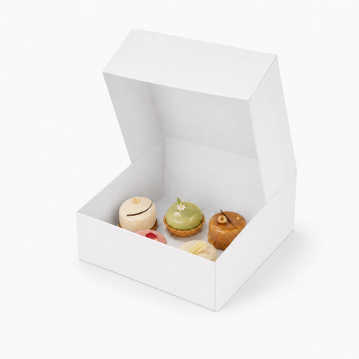 Scatola da pasticceria in cartone bianco - 18 cm x 18 cm x 8 cm - 50 pezzi