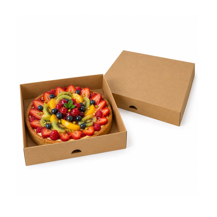 Scatola da pasticceria in cartone kraft - 23 cm x 23 cm x 5 cm - 50 pezzi