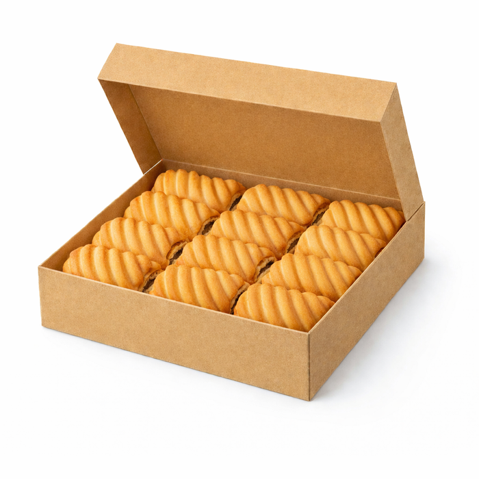 Scatola da pasticceria in cartone kraft - 32 cm x 32 cm x 5 cm - 50 pezzi