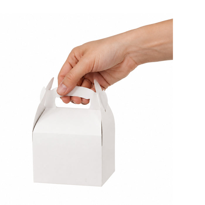 Scatola da pasticceria in cartone bianco con manici - 11 cm x 11 cm x 15,3 cm - 50 pezzi