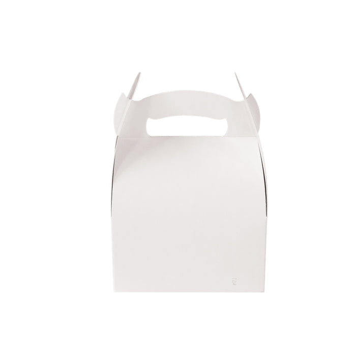 Scatola da pasticceria in cartone bianco con manici - 11 cm x 11 cm x 15,3 cm - 50 pezzi
