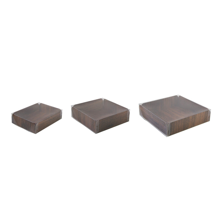 Rettangolo in cartone, decorazione in legno su 2 lati + coperchio pet - 15,24 cm x 20,32 cm x 5,08 cm - 50 pezzi