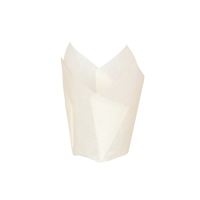Pirottino da forno a forma di tulipano in carta bianca siliconata - Ø 4,5 cm - H 8 cm - 120 pezzi