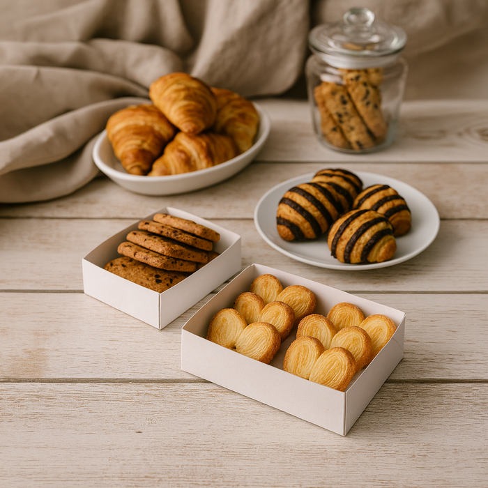 Scatola da pasticceria in cartone kraft senza coperchio - 16 cm x 12 cm x 5 cm - 150 pezzi