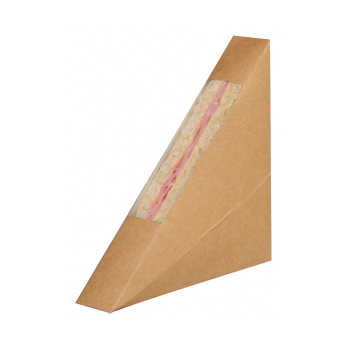 Porta tramezzino singolo kraft con finestra - 2,6 cm x 12,3 cm x 12,3 cm - 50 pezzi