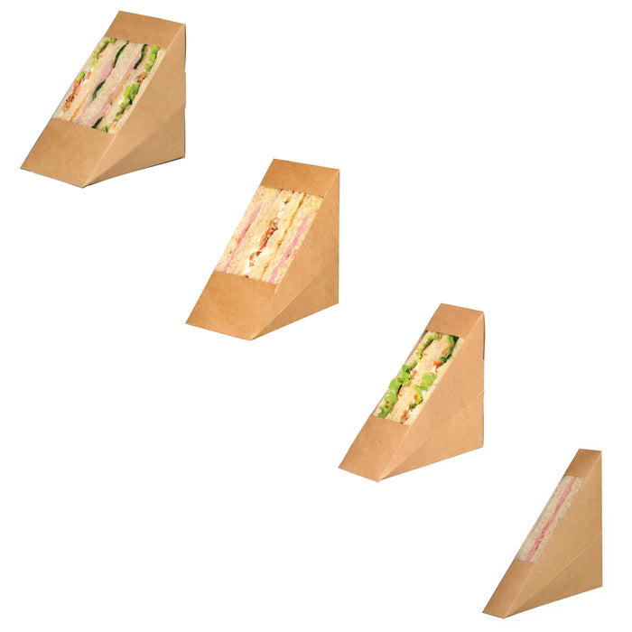 Porta tramezzino doppio kraft con finestra - 5,3 cm x 8,7 cm x 17,5 cm - 50 pezzi