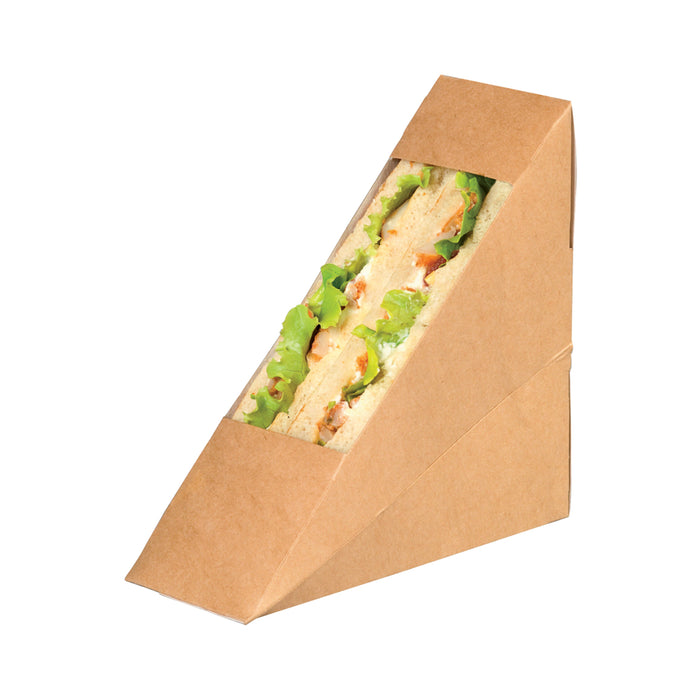 Porta tramezzino doppio kraft con finestra - 5,3 cm x 8,7 cm x 17,5 cm - 50 pezzi