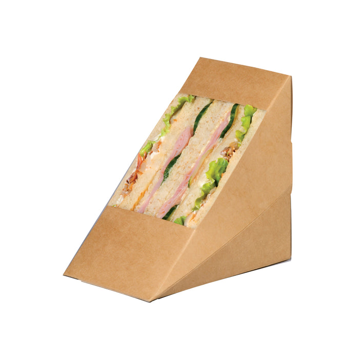 Porta tramezzino triplo kraft con finestra - 8,2 cm x 12,3 cm x 12,3 cm - 50 pezzi