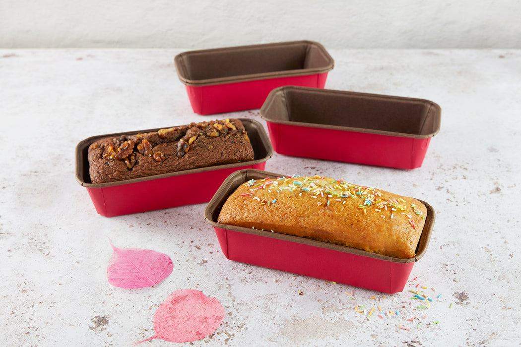 Stampo da forno in carta kraft e rosa - 750 ml - 19,3 cm x 9,3 cm x 5 cm - 100 pezzi
