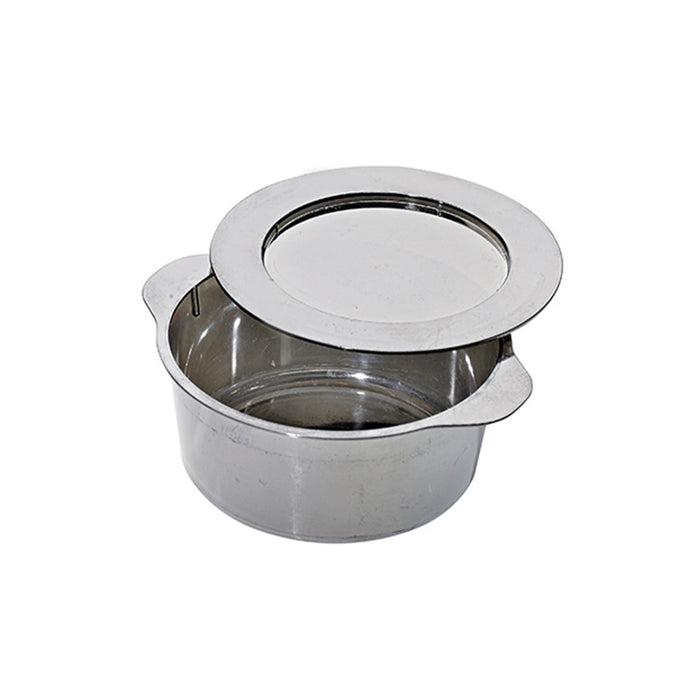 Contenitore in PS argentato con manici e coperchio - Ø 6,9 cm - H 3,4 cm - 24 pezzi