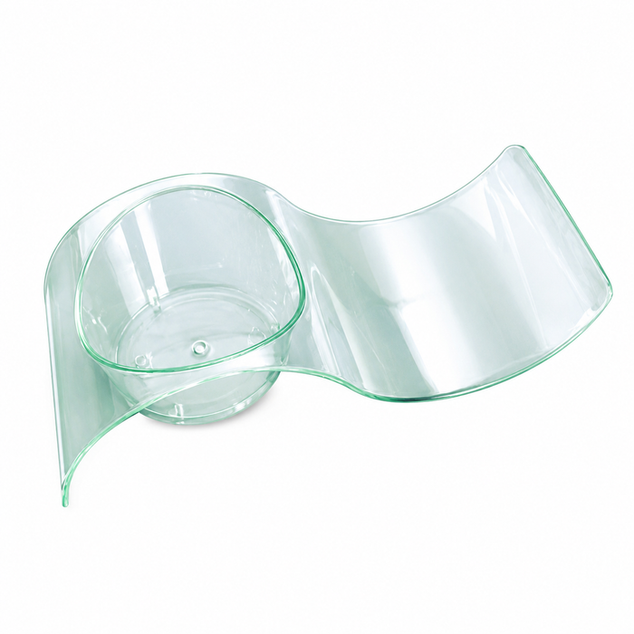 Contenitore fingerfood "Gizmo" in PS a onda verde trasparente - 10 cm x 4 cm x 2,4 cm - 50 pezzi