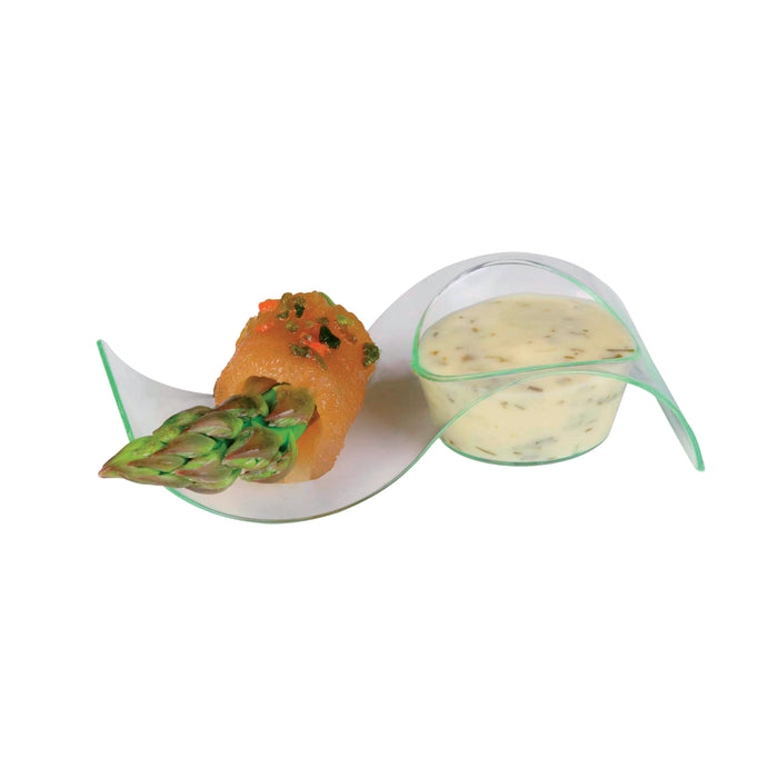 Contenitore fingerfood "Gizmo" in PS a onda verde trasparente - 10 cm x 4 cm x 2,4 cm - 50 pezzi