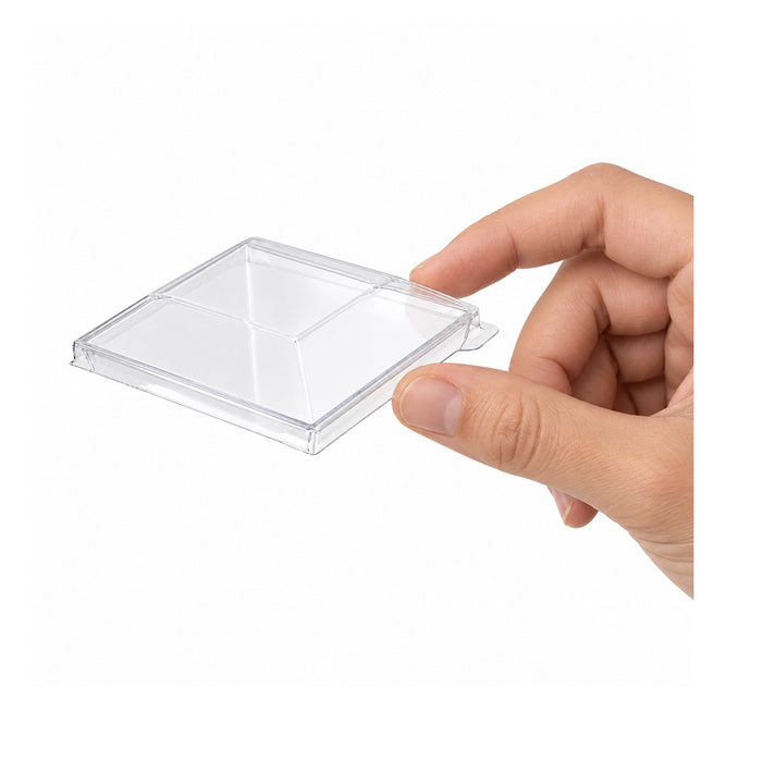 Coperchio in plastica per piattino fingerfood Zeno (PET1) - 6,5 cm x 6,5 cm - 200 pezzi