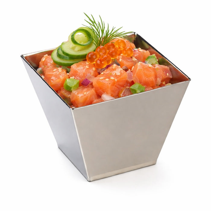 Contenitore in PS argentato - 7 cm x 7 cm x 5,5 cm - 100 pezzi