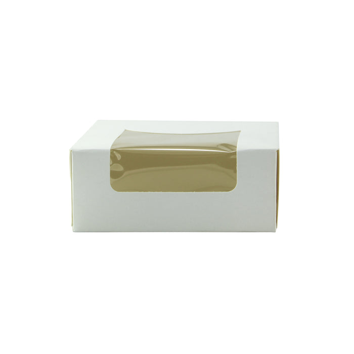 Scatola da pasticceria in cartone bianco con coperchio a finestra in incorporato - 10 cm x 10 cm x 4 cm - 420 pezzi