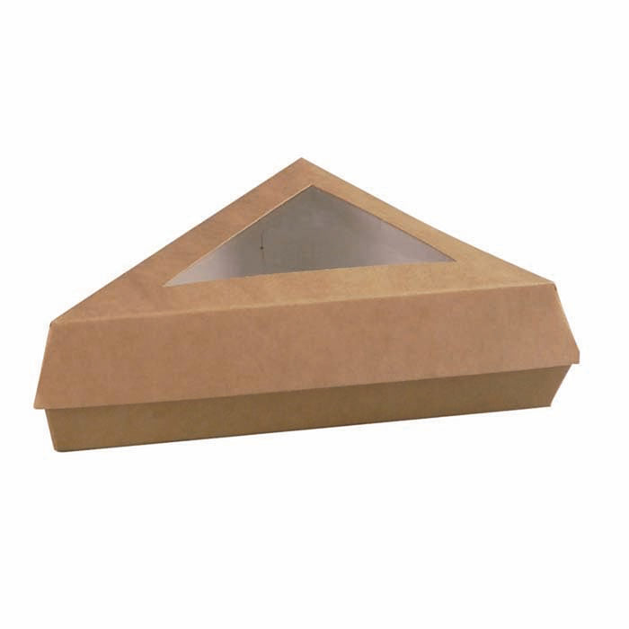 Scatola da pasticceria triangolare in cartone kraft con coperchio a finestra - 16 cm x 15 cm x 5 cm - 50 pezzi