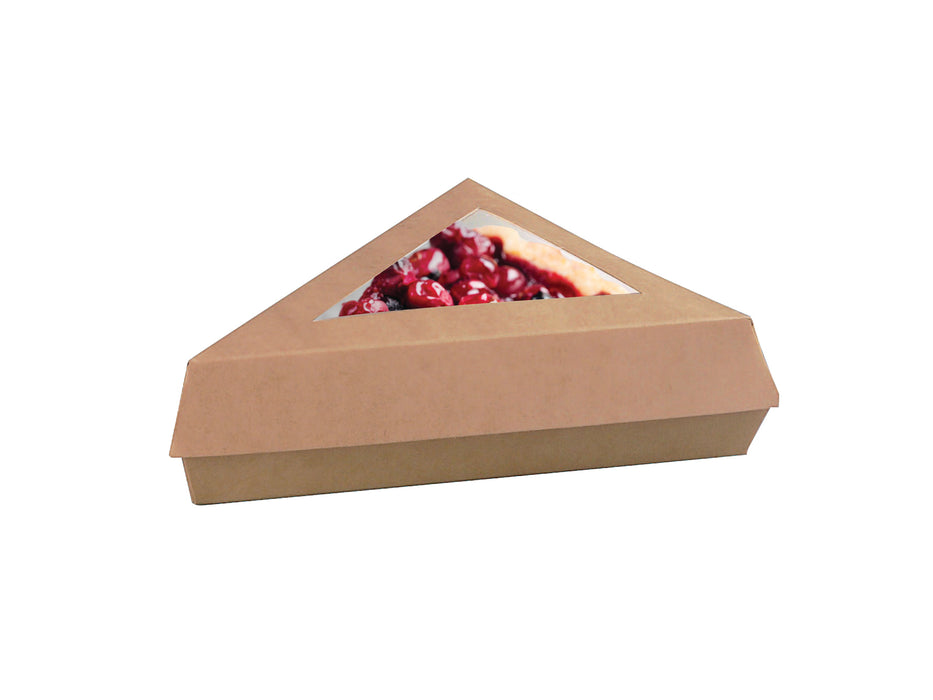 Scatola da pasticceria triangolare in cartone kraft con coperchio a finestra - 16 cm x 15 cm x 5 cm - 50 pezzi