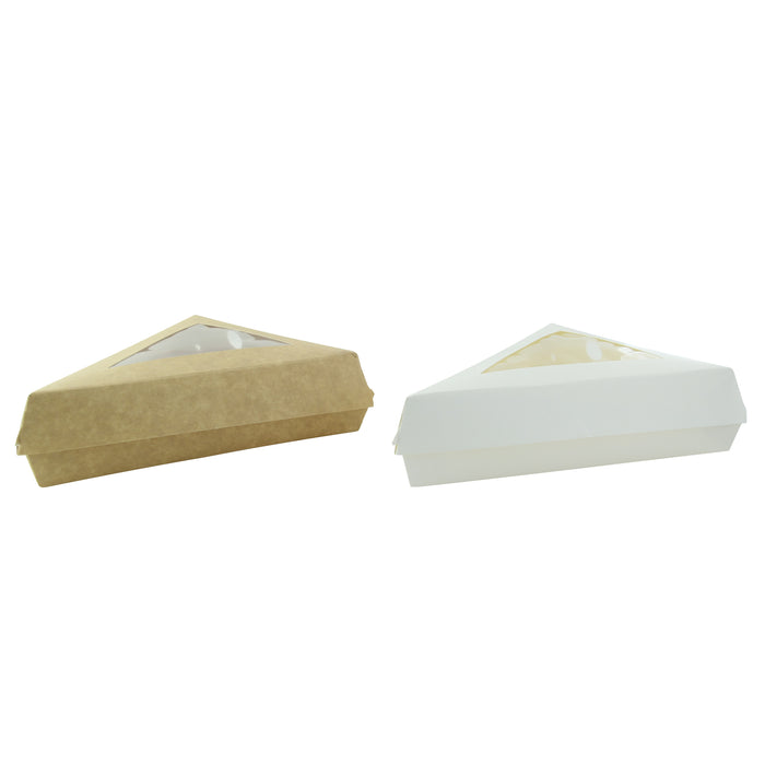 Scatola da pasticceria triangolare in cartone bianco con coperchio a finestra - 15,5 cm x 13 cm x 4,5 cm - 50 pezzi