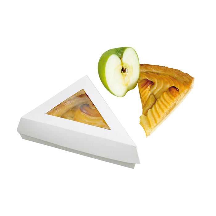 Scatola da pasticceria triangolare in cartone bianco con coperchio a finestra - 15,5 cm x 13 cm x 4,5 cm - 50 pezzi