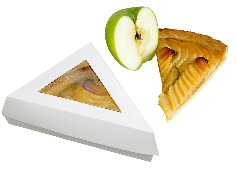 Scatola da pasticceria triangolare in cartone bianco con coperchio a finestra - 15,5 cm x 13 cm x 4,5 cm - 50 pezzi