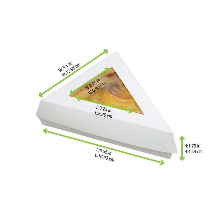 Scatola da pasticceria triangolare in cartone bianco con coperchio a finestra - 15,5 cm x 13 cm x 4,5 cm - 50 pezzi