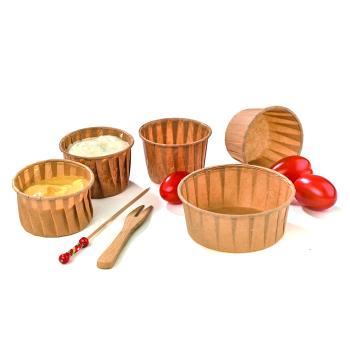 Coppetta in carta marrone plissettata anche per cottura in forno - 60 ml - Ø 5,4 cm - H 3,5 cm - 200 pezzi