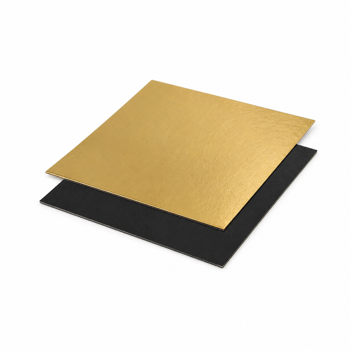 Sottotorta rettangolare in cartone, doppio lato oro/nero - 20 cm x 30 cm - 50 pezzi