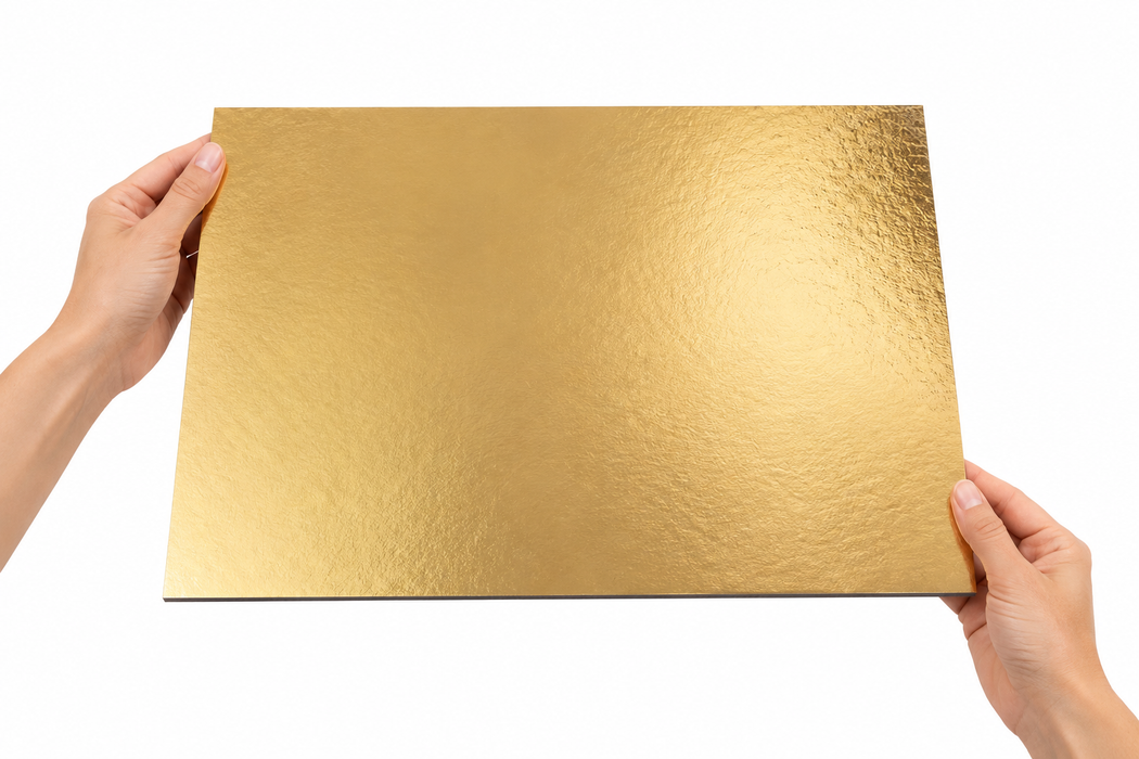 Sottotorta rettangolare in cartone, doppio lato oro/nero - 30 cm x 40 cm - 25 pezzi