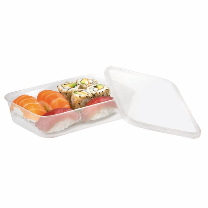 Contenitore rotondo traslucido in PP con coperchio - 500 ml - 17,3 cm x 12 cm x 3,7 cm - 25 pezzi