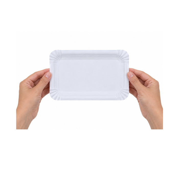 Piatto in cartone bianco - 13 cm x 20 cm - 100 pezzi