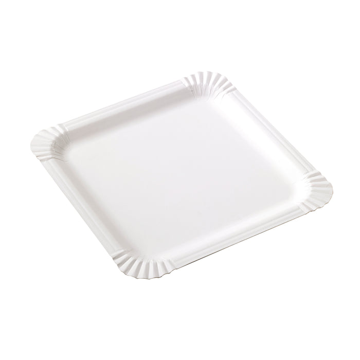 Piatto in cartone laminato bianco - 21 cm x 21 cm x 0,02 cm - 250 pezzi