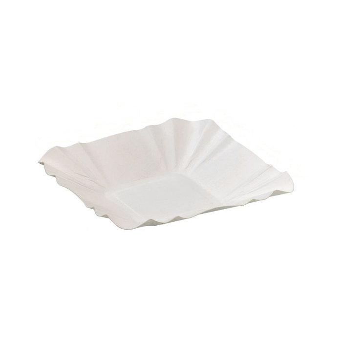 Piatto in cartone laminato bianco - 10,8 cm x 10,8 cm x 2 cm - 250 pezzi